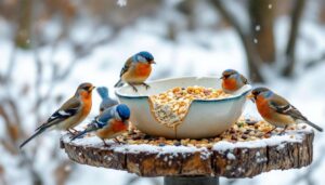 Mangeoire à oiseaux : pourquoi les ornithologues préfèrent un simple saladier brisé en hiver