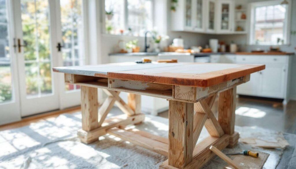 Vieille table transformée en plan de travail : la méthode rapide qui séduit les bricoleurs