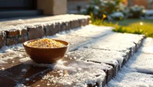 Verglas devant la maison : cet ingrédient du petit-déjeuner remplace le sel sans tuer la pelouse